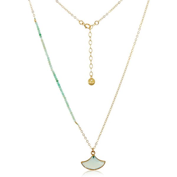 Chrysoprase Bead Section & Chalcedony Shell Pendant Necklace Blue Heron Jewelry Company Poulsbo, WA