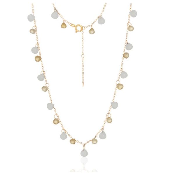 Pear-Shaped Moonstone & Citrine Station Necklace Blue Heron Jewelry Company Poulsbo, WA