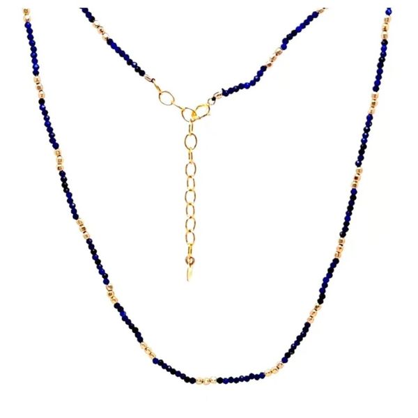 Petite Beaded Lapis & Gold-Filled Spacers Necklace Blue Heron Jewelry Company Poulsbo, WA