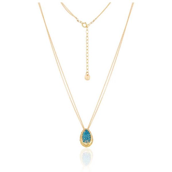 Reversible Blue Apatite & Moon Bead Pendant Necklace Blue Heron Jewelry Company Poulsbo, WA