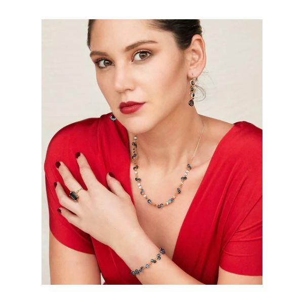 London Blue Topaz Double Onion & Coin Link Necklace Blue Heron Jewelry Company Poulsbo, WA