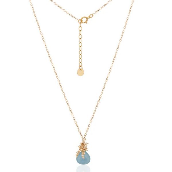 Aquamarine & Seed Pearl Cluster Necklace Blue Heron Jewelry Company Poulsbo, WA