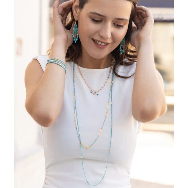 Enamel Double-Braid Turquoise Paperclip Necklace 32