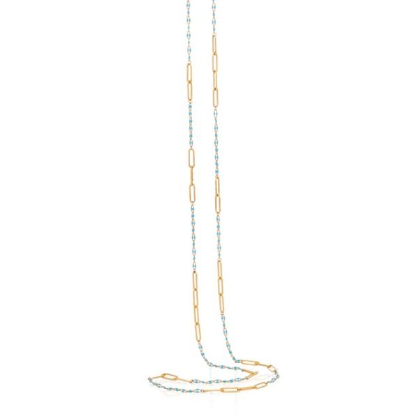 Enamel Double-Braid Turquoise Paperclip Necklace 32