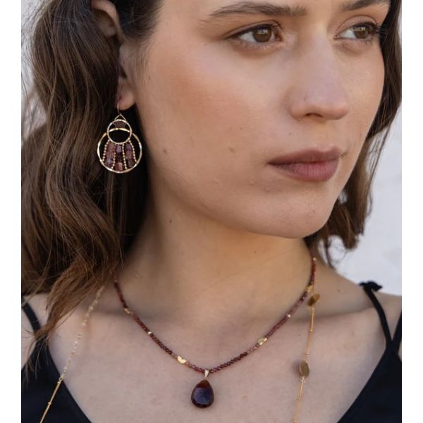 Pink Ombre Sapphire Necklace w/ Pink Tourmaline Drop Image 2 Blue Heron Jewelry Company Poulsbo, WA