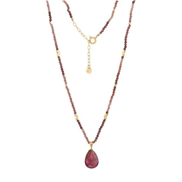 Pink Ombre Sapphire Necklace w/ Pink Tourmaline Drop Blue Heron Jewelry Company Poulsbo, WA