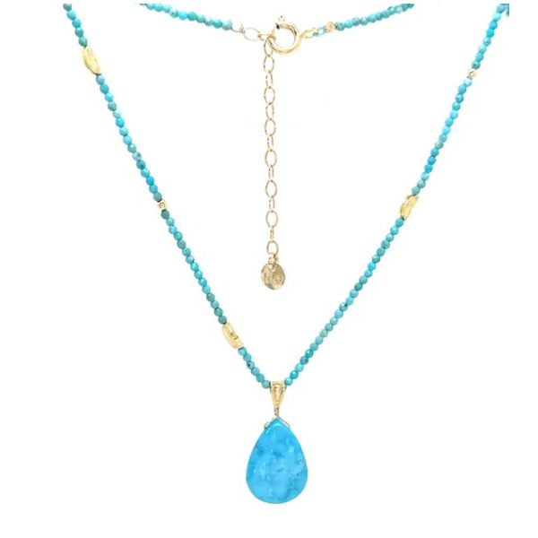 Turquoise Beaded Necklace w/ Teardrop Pendant Blue Heron Jewelry Company Poulsbo, WA