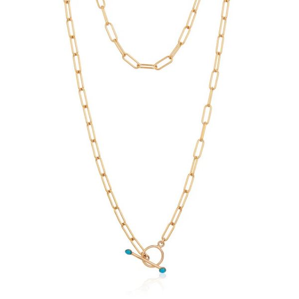Gold-Filled Paperclip Necklace w/ Turquoise Toggle Blue Heron Jewelry Company Poulsbo, WA