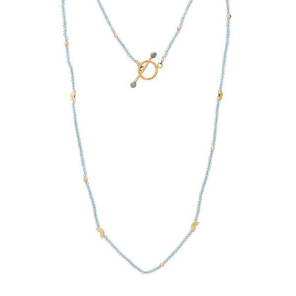 Aquamarine Beads & Gold-Fill Half Moons Necklace Blue Heron Jewelry Company Poulsbo, WA