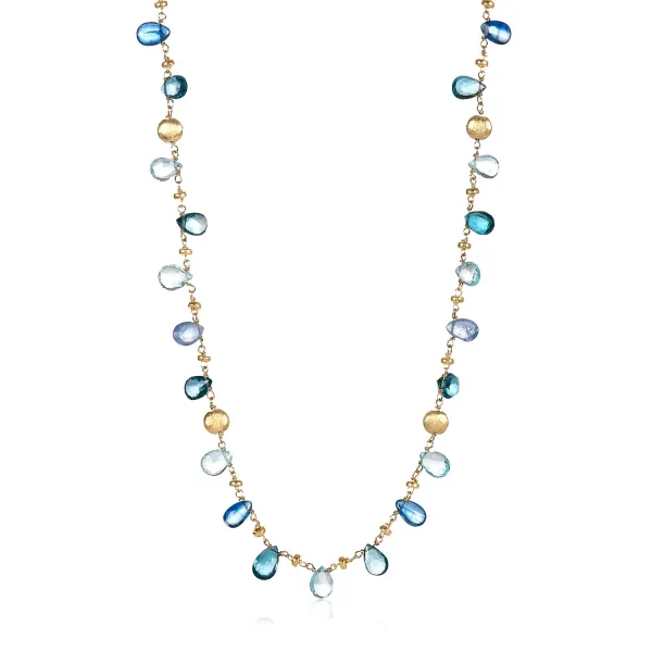 Sky Blue Topaz, Kyanite, & London Blue Topaz Necklace Blue Heron Jewelry Company Poulsbo, WA