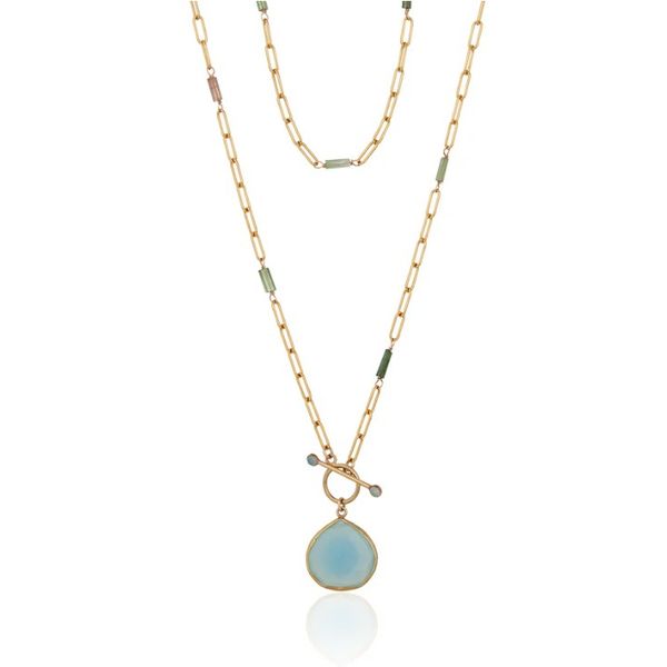 Gold-Filled Paperclip Necklace Chalcedony Drop Pendant Blue Heron Jewelry Company Poulsbo, WA