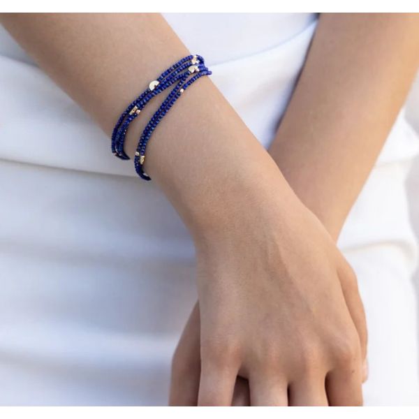 Multi Strands Lapis Bracelet w/ Gold-Fill Spacers Image 2 Blue Heron Jewelry Company Poulsbo, WA