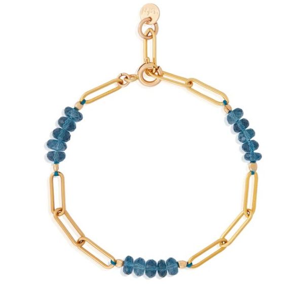 Gold-Fill Paperclip & London Blue Topaz Rondel Bracelet Blue Heron Jewelry Company Poulsbo, WA