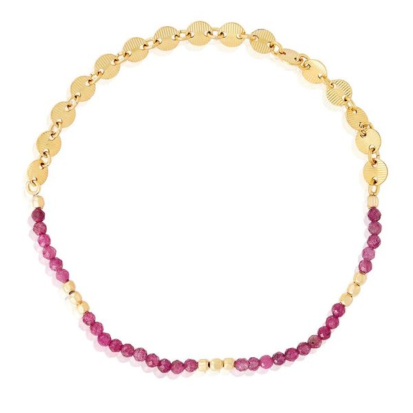 Ruby & Gold Filled Beads Stretch Bracelet Blue Heron Jewelry Company Poulsbo, WA