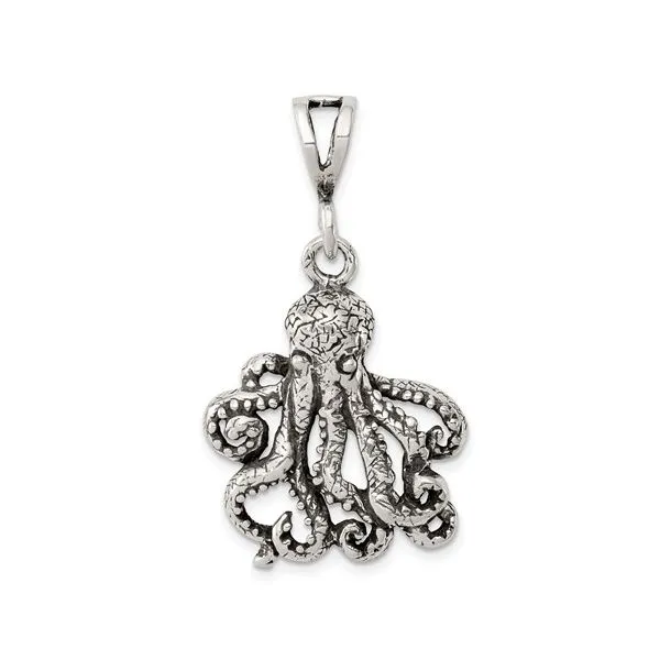 Octopus Antiqued Sterling Silver Charm Blue Heron Jewelry Company Poulsbo, WA