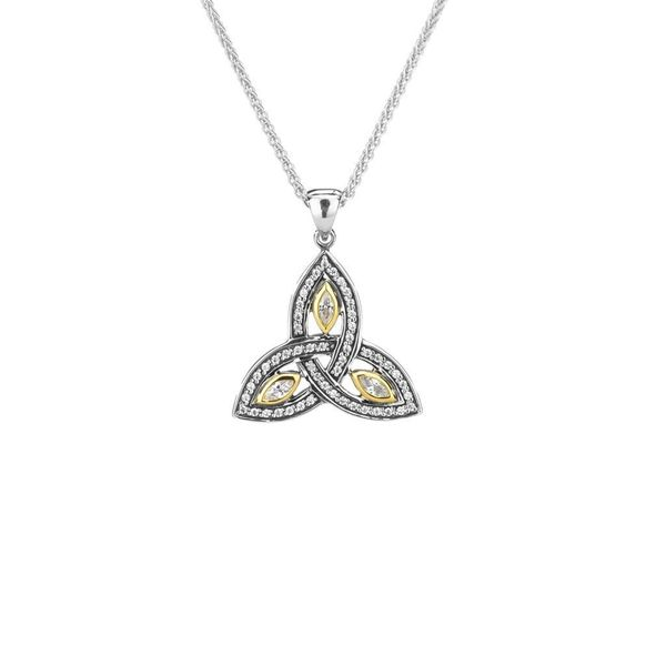 Trinity CZ Small Sterling Silver & 10K Yellow Gold Pendant Blue Heron Jewelry Company Poulsbo, WA