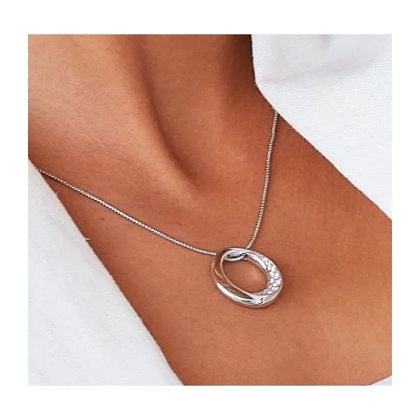 Bevel Cirque Pave CZ Slide Necklace Image 2 Blue Heron Jewelry Company Poulsbo, WA