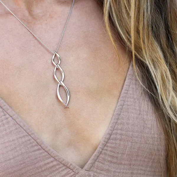 Entwine Twine Twist Trio Link Necklace Image 2 Blue Heron Jewelry Company Poulsbo, WA