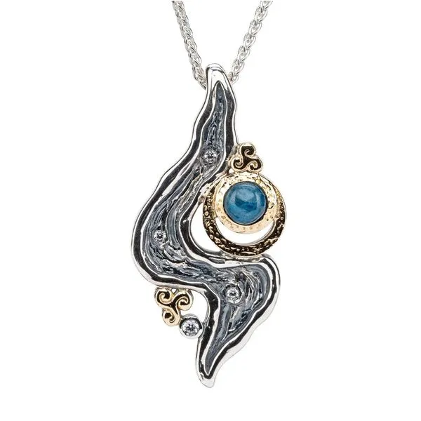 Silver & 10k Gold Rocks 'n Rivers w/ Apatite Necklace Blue Heron Jewelry Company Poulsbo, WA
