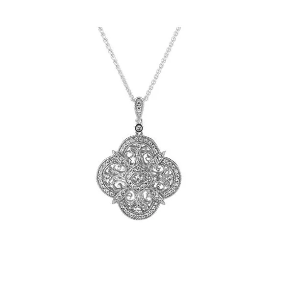 Night and Day Quatrefoil Reversible Pendant Necklace Image 2 Blue Heron Jewelry Company Poulsbo, WA