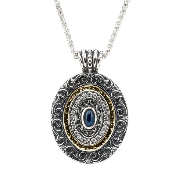 Silver & 14kyg Filigree Oval Pendant Necklace Blue Heron Jewelry Company Poulsbo, WA