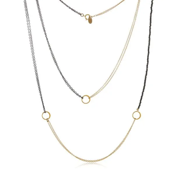Pyrite Rondels w/ Oxidized Silver & Gold-Filled Chain Blue Heron Jewelry Company Poulsbo, WA