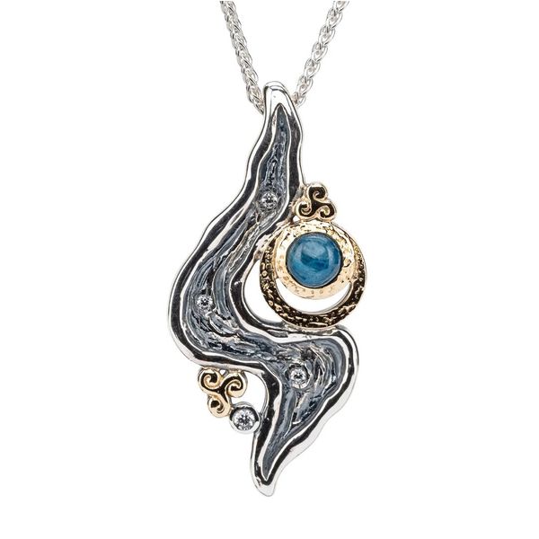 Silver & 10k Gold Rocks 'n Rivers w/ Apatite Necklace Blue Heron Jewelry Company Poulsbo, WA