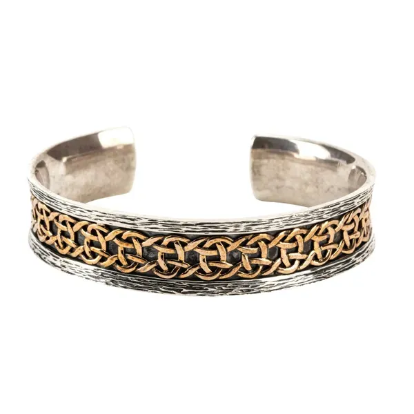 Sterling Silver & Bronze Celtic Cuff Bracelet Blue Heron Jewelry Company Poulsbo, WA