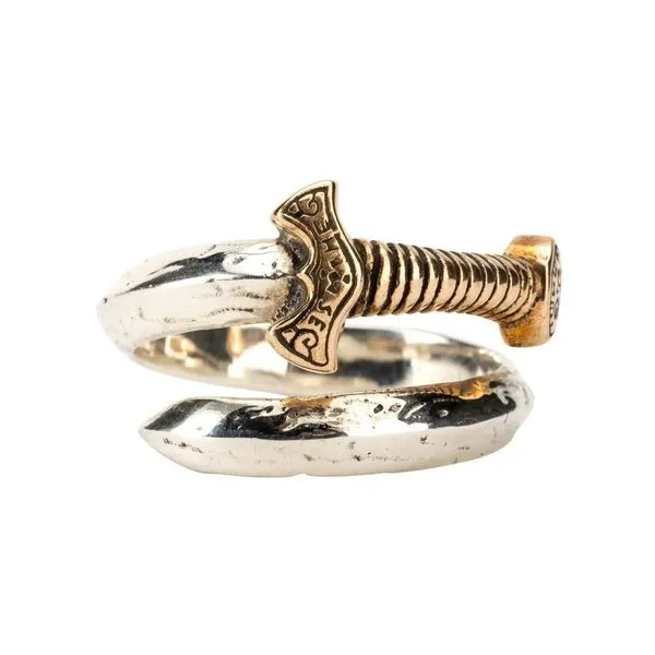 Sterling Silver & Bronze Wrapped Viking Sword Ring Blue Heron Jewelry Company Poulsbo, WA
