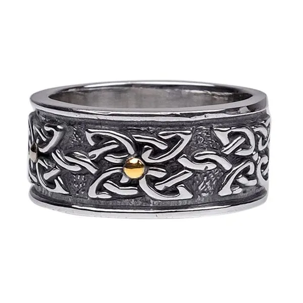 Silver & 18kyg Celtic Knot Wide Ring Blue Heron Jewelry Company Poulsbo, WA