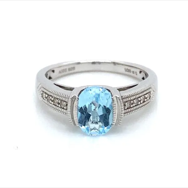 Topaz Half Bezel Silver Ring Blue Heron Jewelry Company Poulsbo, WA