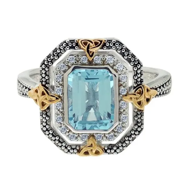Octagonal Sky Blue Topaz Celestial Ring Blue Heron Jewelry Company Poulsbo, WA