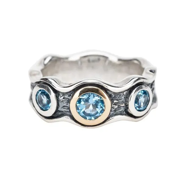 Swiss Blue Topaz Rocks 'n Rivers 3-Piece Ring Set Image 2 Blue Heron Jewelry Company Poulsbo, WA