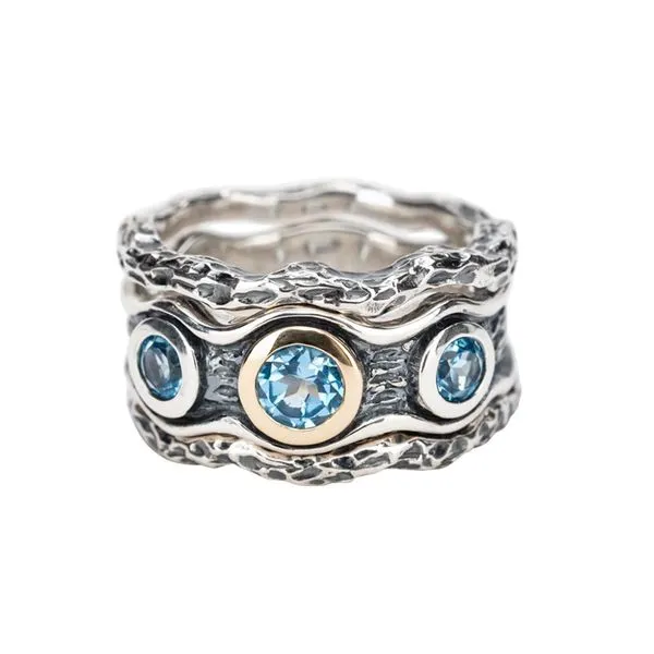 Swiss Blue Topaz Rocks 'n Rivers 3-Piece Ring Set Blue Heron Jewelry Company Poulsbo, WA
