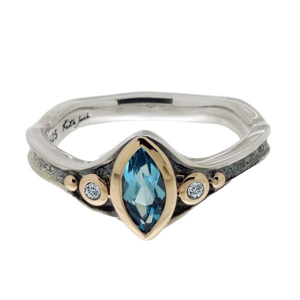 Silver & 10k Gold Marquise Swiss Blue Topaz Ring Blue Heron Jewelry Company Poulsbo, WA