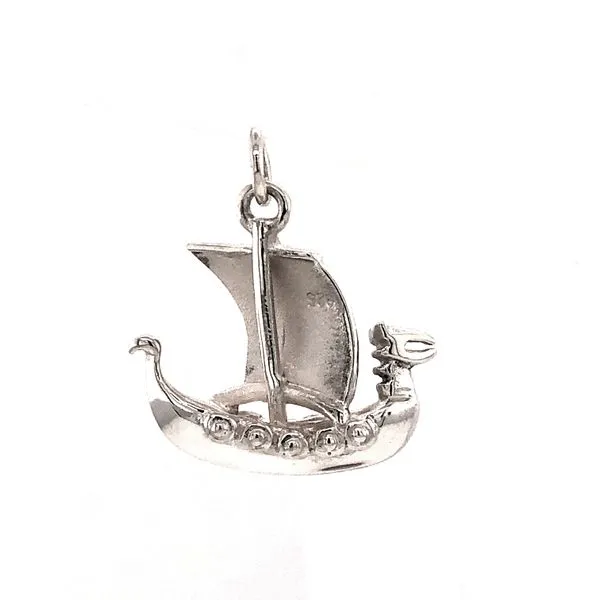 Viking Ship Silver Charm/Pendant Image 2 Blue Heron Jewelry Company Poulsbo, WA