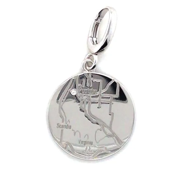 Sterling Silver Poulsbo Map Charm Blue Heron Jewelry Company Poulsbo, WA
