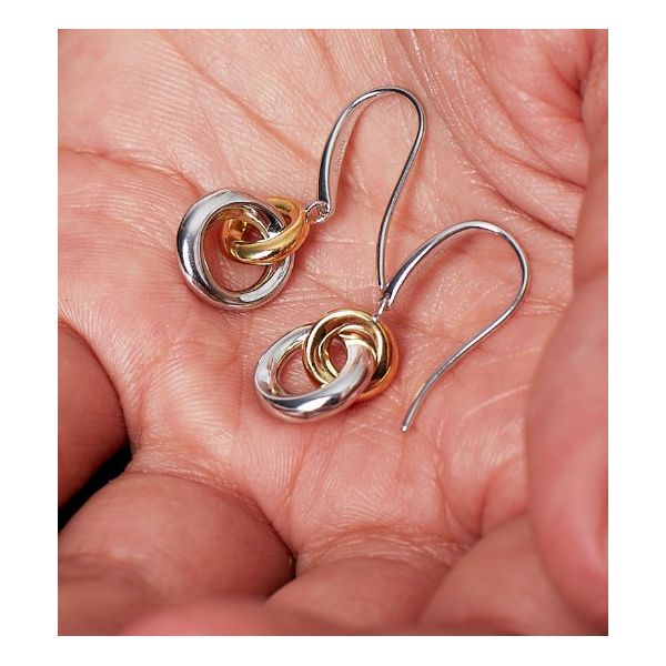 Bevel Cirque Link Two-Tone Drop Earrings Image 3 Blue Heron Jewelry Company Poulsbo, WA