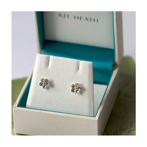 Blossom Wood Rose Stud Earrings Image 2 Blue Heron Jewelry Company Poulsbo, WA