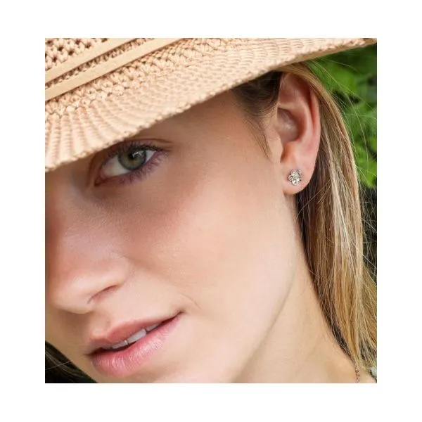 Blossom Wood Rose Stud Earrings Image 3 Blue Heron Jewelry Company Poulsbo, WA