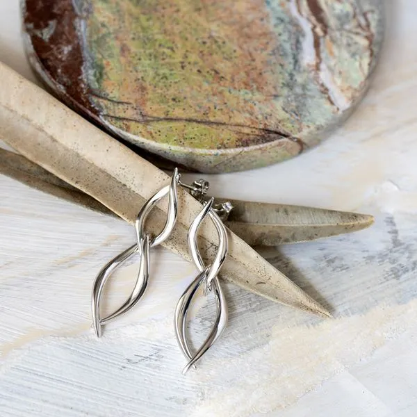 Entwine Twine Twist Duo Link Drop Earrings Image 2 Blue Heron Jewelry Company Poulsbo, WA