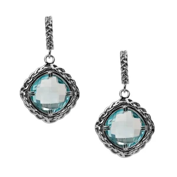 Sterling Silver Cushion Blue Topaz Earrings Blue Heron Jewelry Company Poulsbo, WA