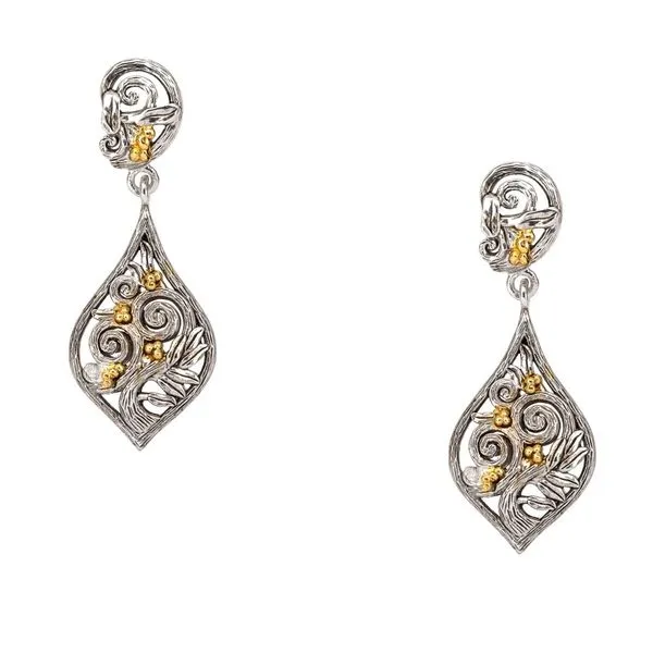 Sterling Silver & 10k Yellow Gold Tree Of Life Dangle Earrings Blue Heron Jewelry Company Poulsbo, WA