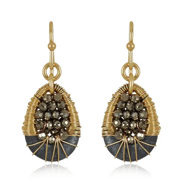 Mini Nopa Pyrite Earrings Blue Heron Jewelry Company Poulsbo, WA