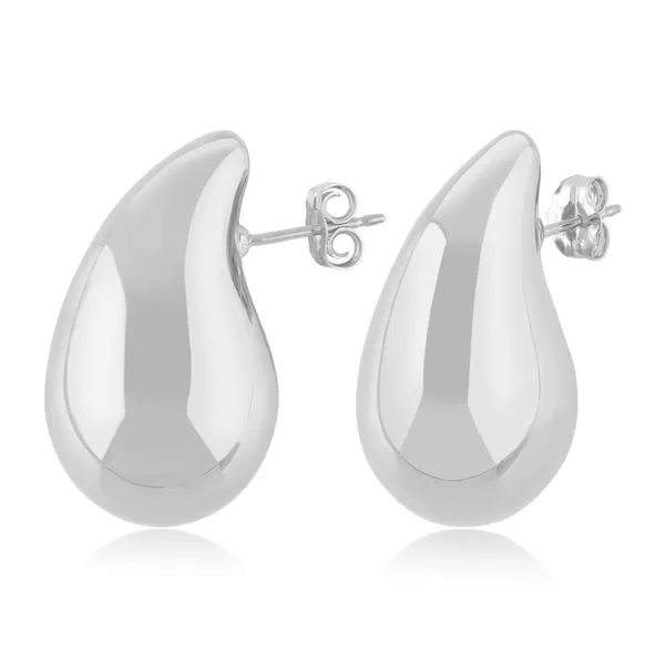 Sterling Silver Sculptural Teardrop Earrings Blue Heron Jewelry Company Poulsbo, WA