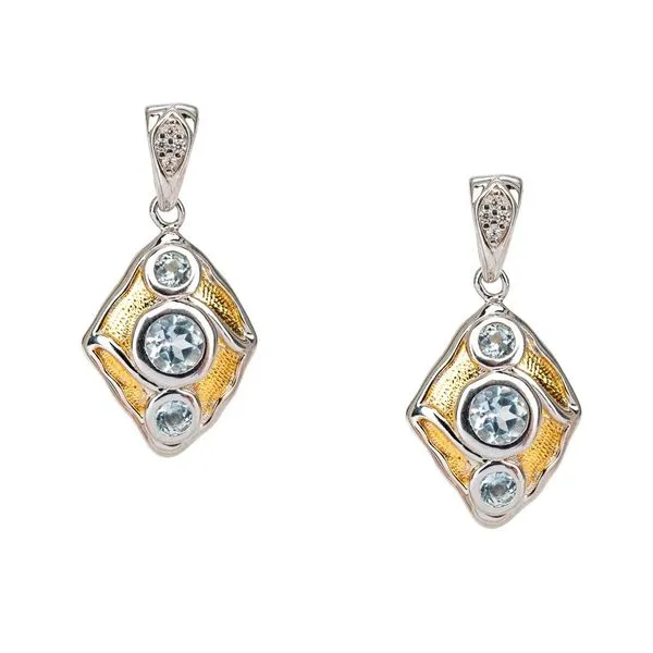 Rocks 'N Rivers Dangle Earrings w/ Sky Blue Topaz Blue Heron Jewelry Company Poulsbo, WA