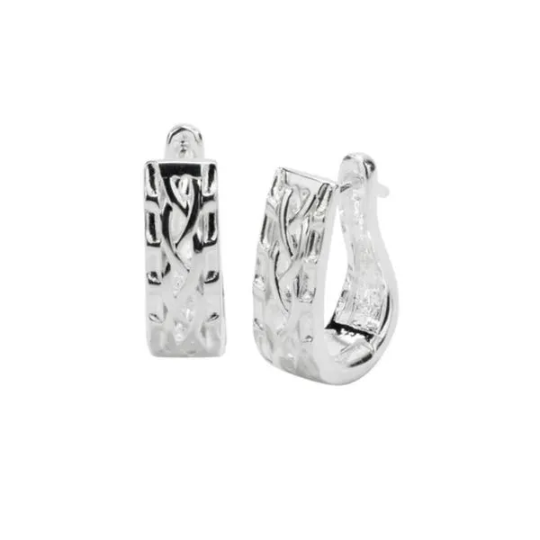 Silver Celtic Weave Knot Huggie Earrings Blue Heron Jewelry Company Poulsbo, WA