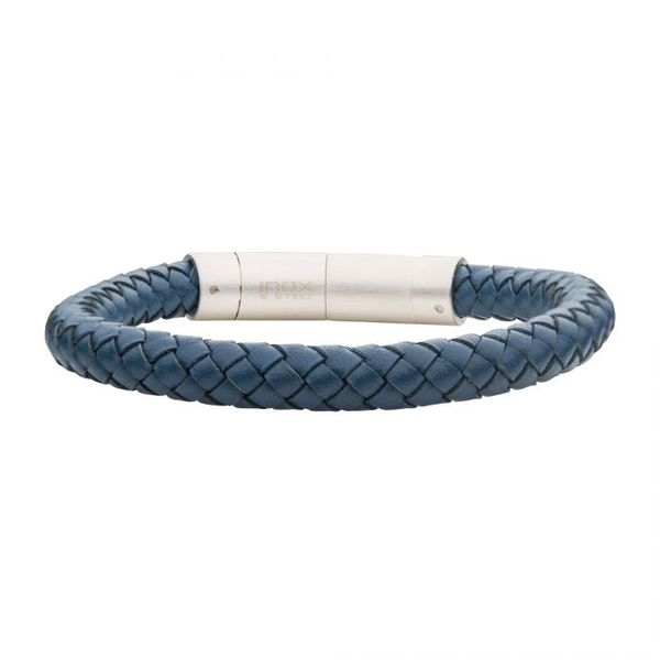 Woven Blue Leather Bracelet 8mm Blue Heron Jewelry Company Poulsbo, WA