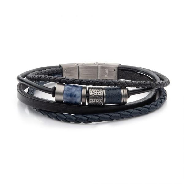 Black & Blue Leather Multi-Strand Bracelet Blue Heron Jewelry Company Poulsbo, WA