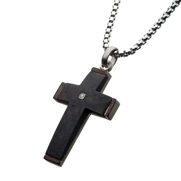 Black Stainless Steel Cross Necklace Blue Heron Jewelry Company Poulsbo, WA